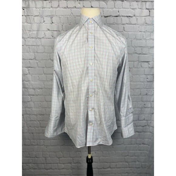 Charles Tyrwhitt Dress Shirt Men 15 1/2-32 Slim Fit French Cuff Multi Grid Check - Picture 2 of 8